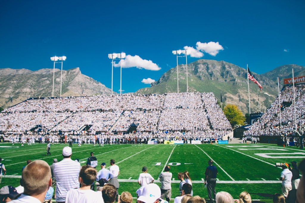 American Football Fan Watching a game