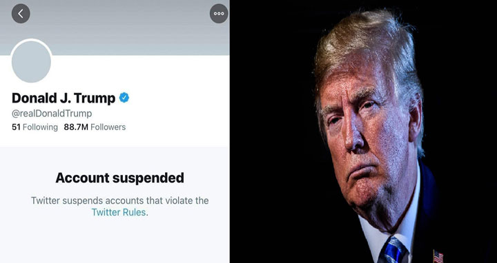 আজীবনের জন্য বন্ধ ট্রাম্পের টুইটার এ্যাকাউন্ট